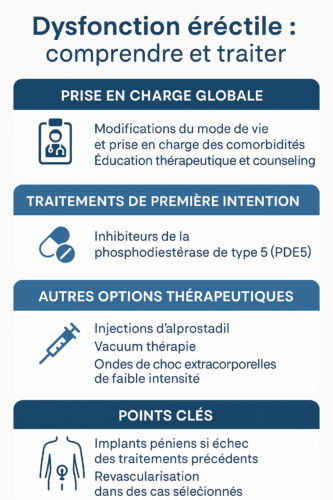 Infographie : Prise en charge de la dysfonction érectile selon l'AFU/SFMS 2025